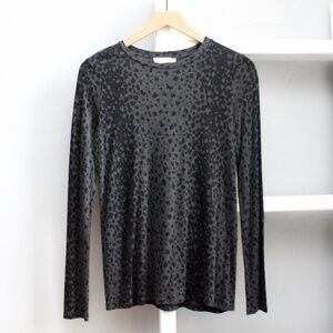 Vince Black & Gray Leopard Print Long Sleeve​ Top Size XS​